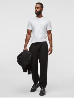 Mode of One Men's Regular-Fit Tapered-Leg Tweed Jogger Pants Black S